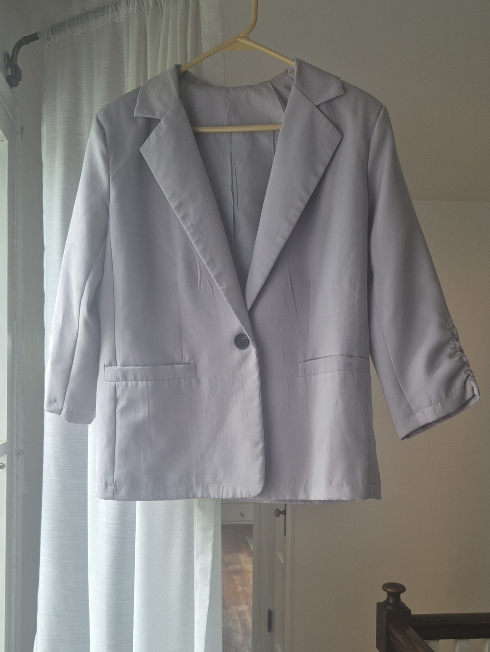 Womens Lavender Single-Button Blazer Jacket